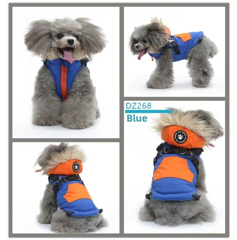 🧥 Winter Dog Jacket 🌟 Reflective Harness Coat with Zipper for Small Pets