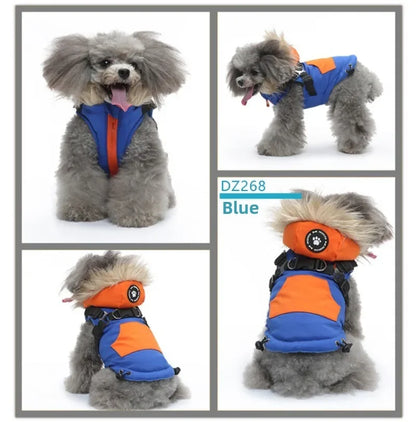 🧥 Winter Dog Jacket 🌟 Reflective Harness Coat with Zipper for Small Pets