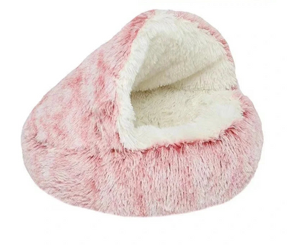 Winter Plush Cat Bed Semi-Enclosed Cozy Nest for Cats