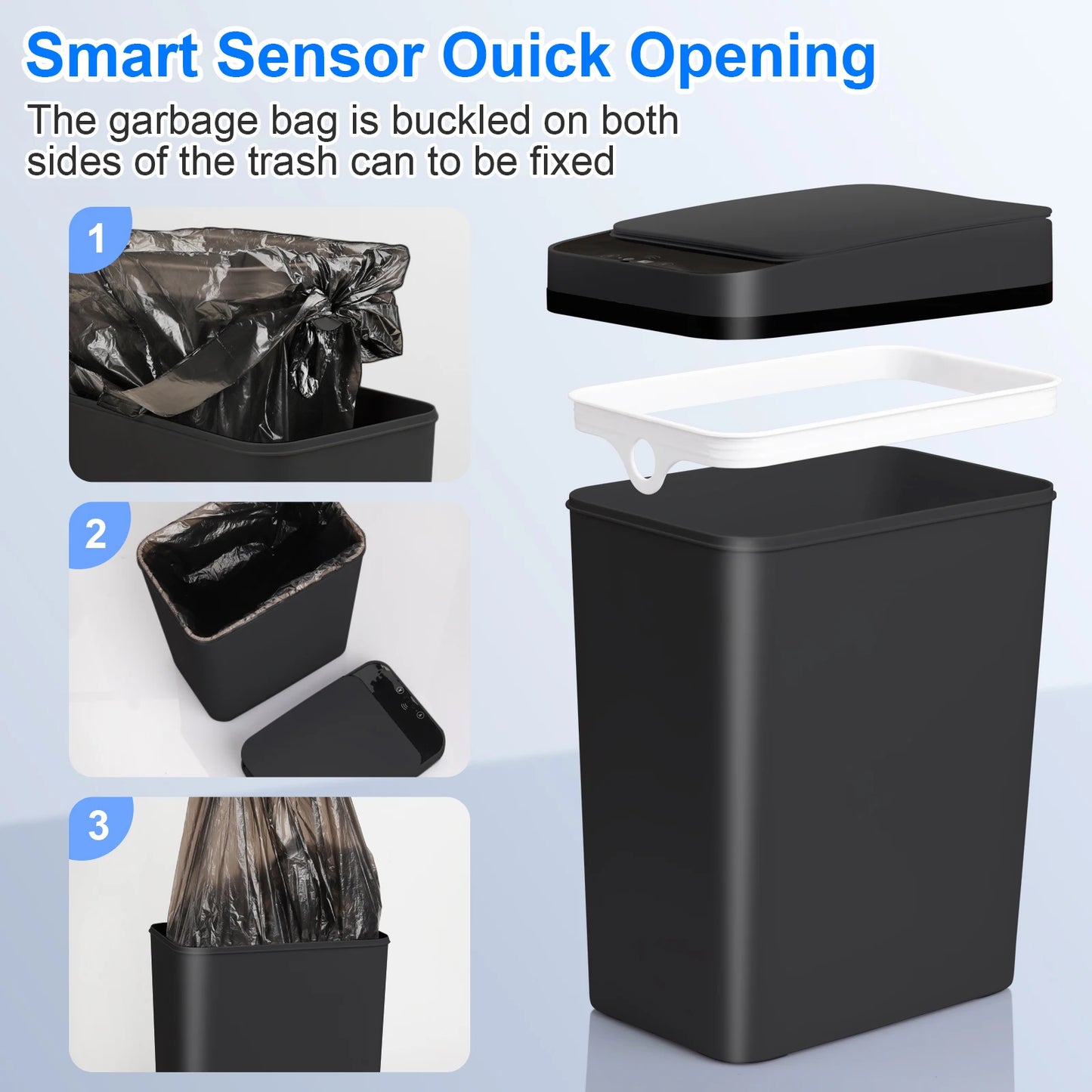 🗑️ Touchless Sensor Trash Can 12L x2 – Slim Motion Lid 🧼
