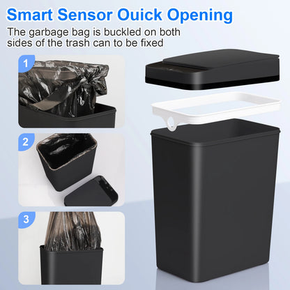 🗑️ Touchless Sensor Trash Can 12L x2 – Slim Motion Lid 🧼