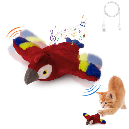 Flapping Bird Cat Toy with Real Sounds & Catnip Fun