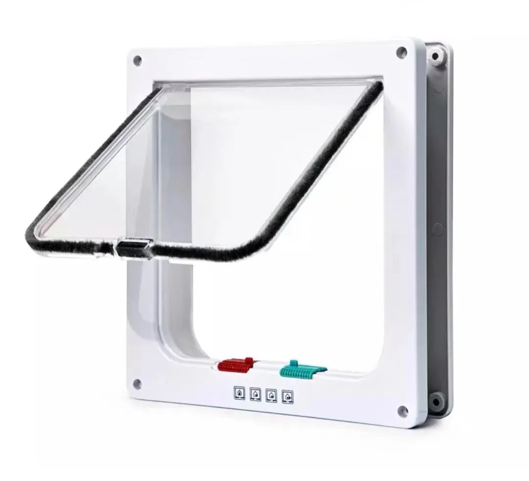 🚪 Cat Flap Door 🐱 4-Way Lockable Pet Door for Walls & Windows