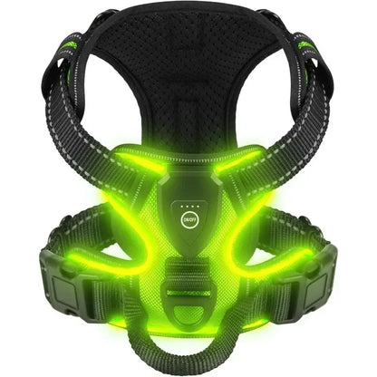 LED light up adjustable no pull dog harness rechargeable vest for safe night walking
