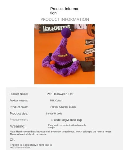 Halloween Pet Hat 🎃 Hand-Knitted Witch Hat for Dogs & Cats