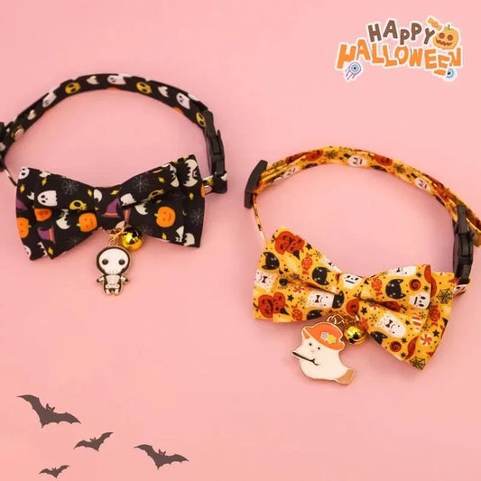 Halloween Pet Bow Tie Collar 🎃 Adjustable Cat & Dog Charm Collar 🐾