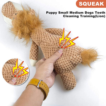Large Squeaky Dog Plush Toy 🐾 Durable Lion, Wolf & Elephant Chew Toy for Strong Chewers