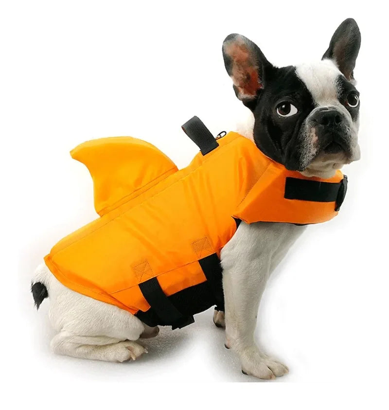 Shark Fin Dog Life Jacket 🦈 Buoyant Safety Vest for Swimming & Boating