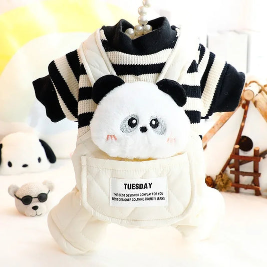 🐼 Panda Dog Overalls 🐾 Cozy 4-Leg Cotton Outfit for Small Dogs