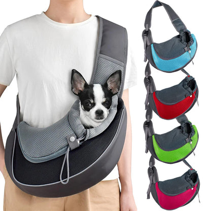 Breathable mesh pet carrier sling bag for cats and small dogs in crossbody style