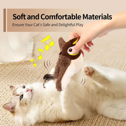 Flapping Bird Cat Toy with Real Sounds & Catnip Fun