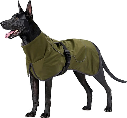🧥 Waterproof Dog Jacket – Warm Fleece Lined Raincoat with Reflective Design 🐾