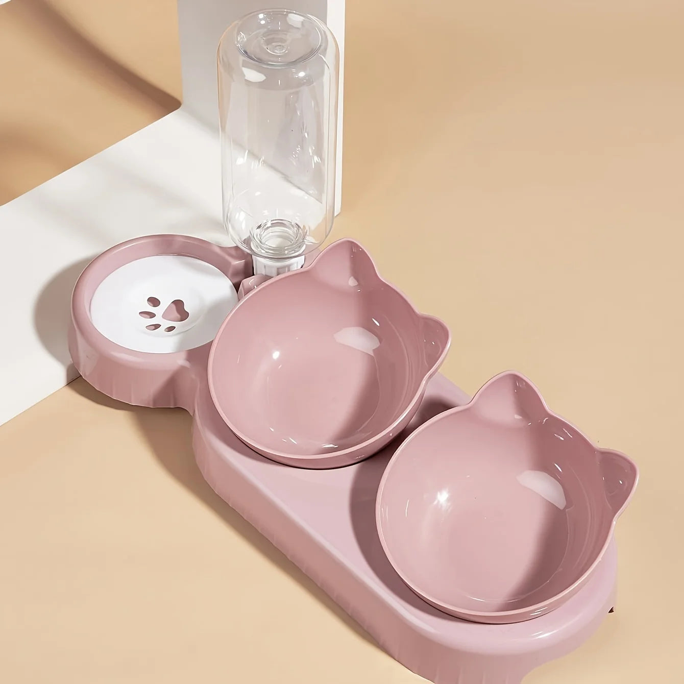 🐾 Tilted Cat Bowl Set with Gravity Water Feeder | 3-in-1 Pet Feeding Station 🐾
