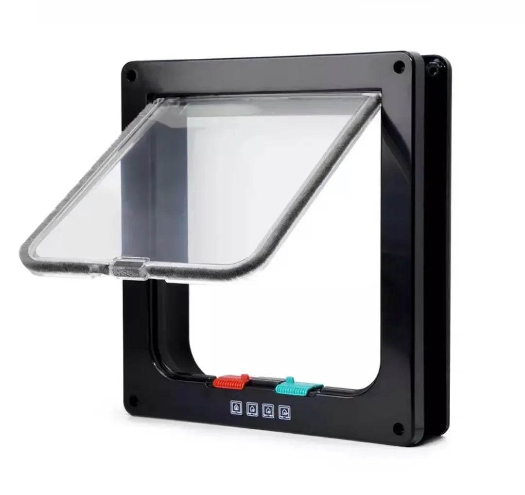 🚪 Cat Flap Door 🐱 4-Way Lockable Pet Door for Walls & Windows