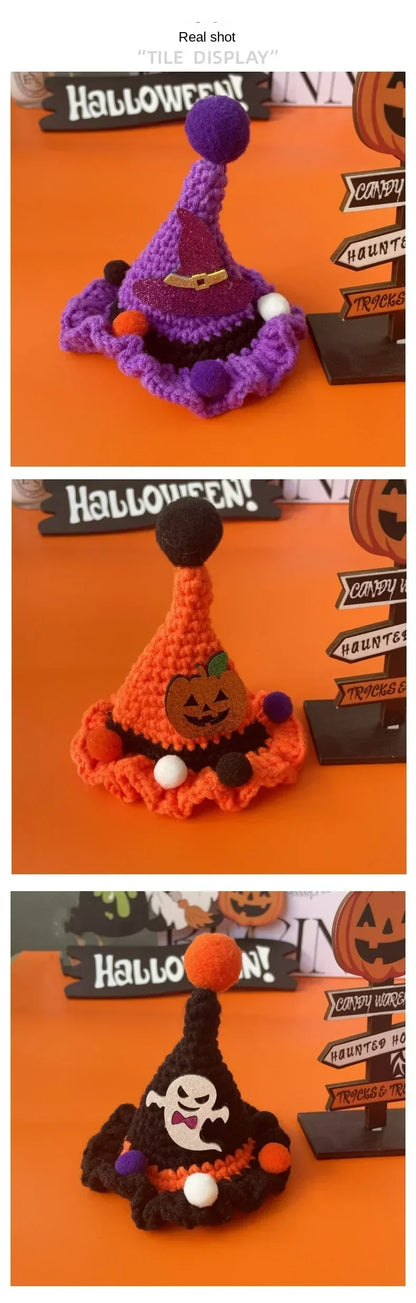 Halloween Pet Hat 🎃 Hand-Knitted Witch Hat for Dogs & Cats