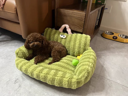🛋️ Soft Sofa-Style Pet Bed 🐶 Warm & Stylish Winter Nest for Small Dogs & Cats