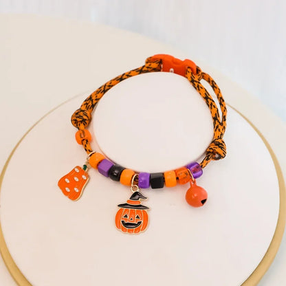 🎃 Halloween Beaded Pet Collar 🎀 Cute Festive Bell Necklace for Cats & Dogs