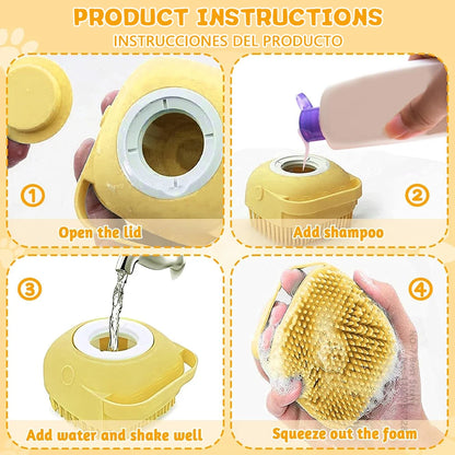 🛁 Silicone Dog Bath Brush – Pet Shampoo Scrubber & Grooming Comb 🐾