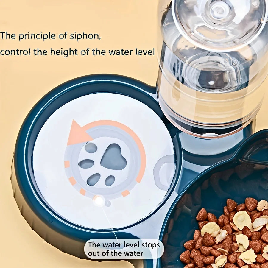🐾 Tilted Cat Bowl Set with Gravity Water Feeder | 3-in-1 Pet Feeding Station 🐾