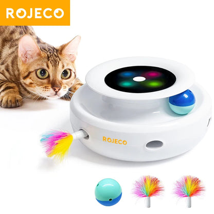 2-in-1 Smart Cat Teaser Toy – Feather & Ball Spinner