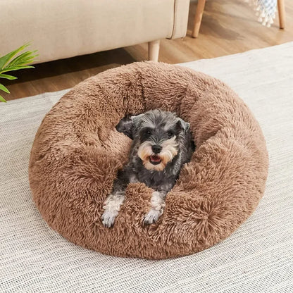 🛏️ Plush Donut Pet Bed 🐶🐱 Ultra-Soft & Washable Calming Bed for Cats and Dogs