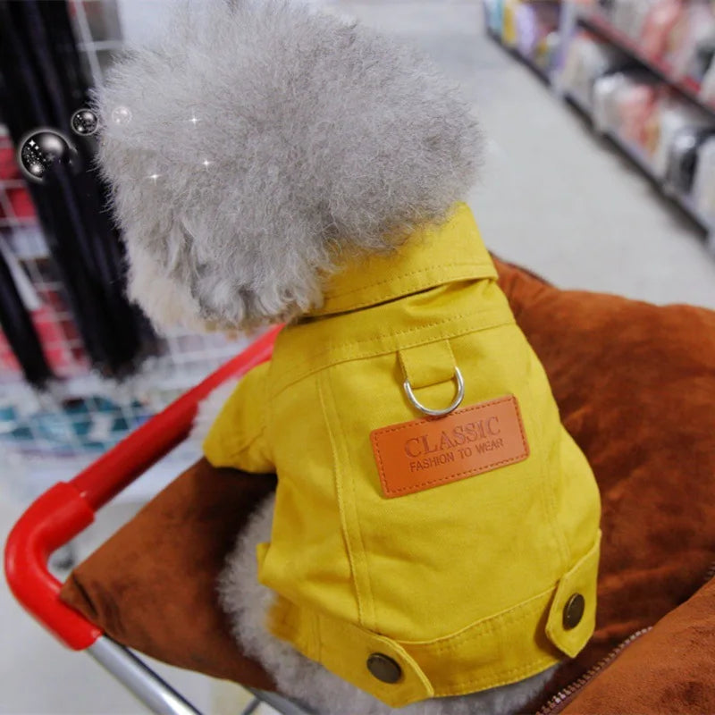 🧥 Dog Denim Jacket 🌼 Spring Vest with Leash Ring for Small Pets