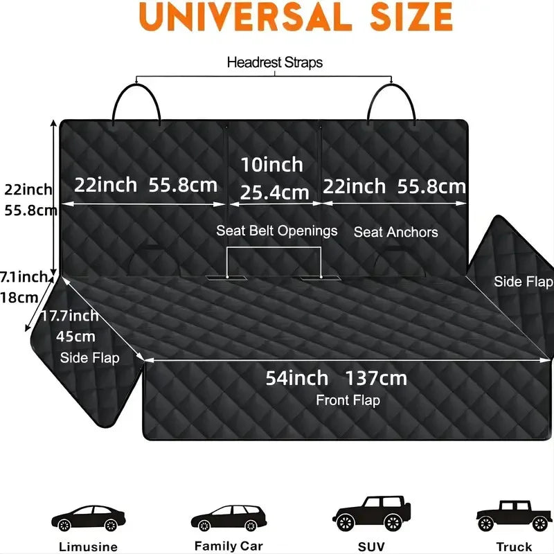 🚗 Dog Car Seat Cover 🐶 Waterproof & Hammock Travel Mat for Small to Large Dogs