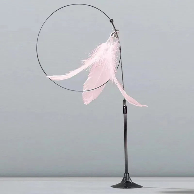 🐾 Feather Cat Toy 🎣 Interactive Wand with Suction Base