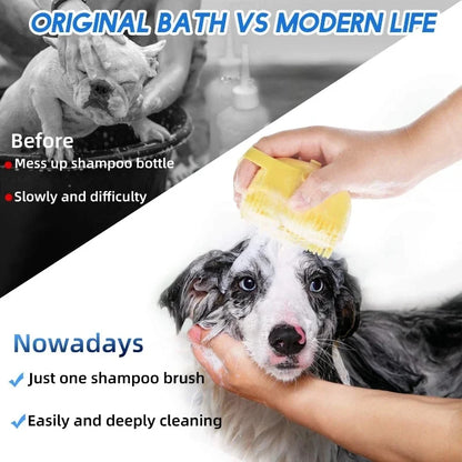 Silicone Pet Bath Brush 🛁🐶 Gentle Scrubber & Massager for Dogs & Cats