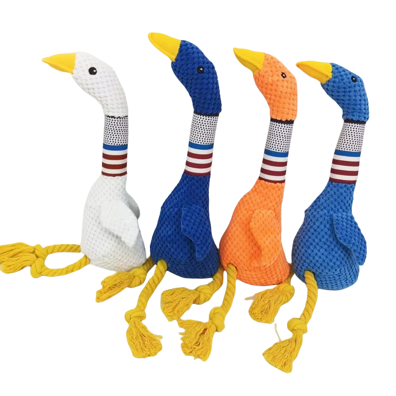 Interactive White Goose Dog Toy 🪿 – Long-Necked Plush Squeaky Chew Toy for Dogs