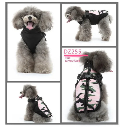 🧥 Winter Dog Jacket 🌟 Reflective Harness Coat with Zipper for Small Pets