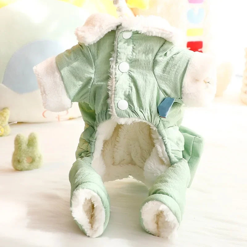 🧸 Cozy Teddy Bear Dog Jumpsuit ❄️ Warm Winter Pet Outfit with Mini Backpack