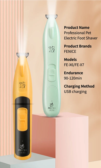 🔦 Pet Paw Trimmer 🐾 LED Grooming Clipper with 2 Speeds & Wide Blade
