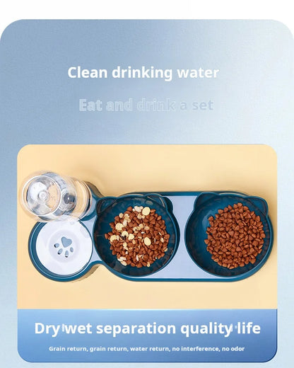 🐾 Tilted Cat Bowl Set with Gravity Water Feeder | 3-in-1 Pet Feeding Station 🐾