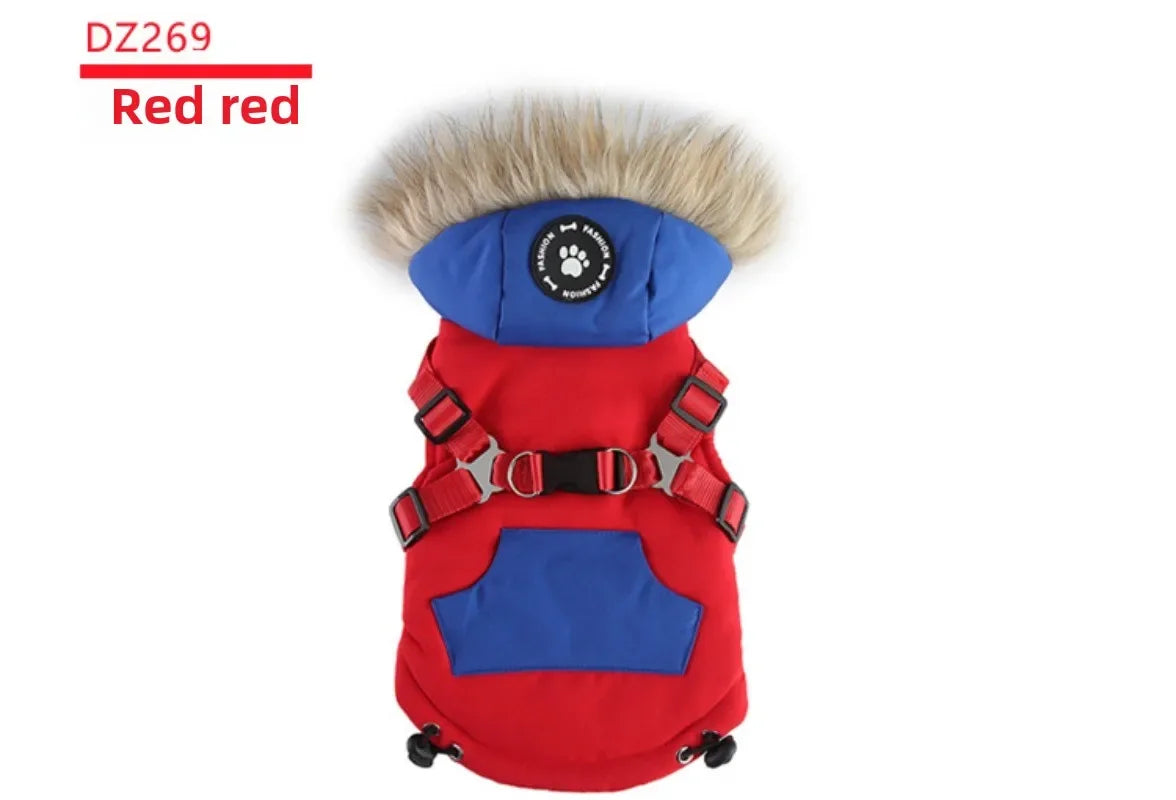 🧥 Winter Dog Jacket 🌟 Reflective Harness Coat with Zipper for Small Pets