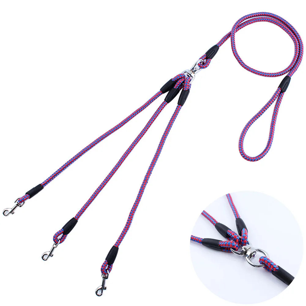 3-way dog coupler leash no tangle splitter triple lead for walking small dogs cats and puppies
