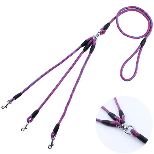 3-way dog coupler leash no tangle splitter triple lead for walking small dogs cats and puppies
