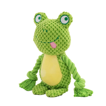 Cartoon Animal Plush Dog Toy 🐾 Squeaky Rope Chew Toy for Small Dogs & Puppies