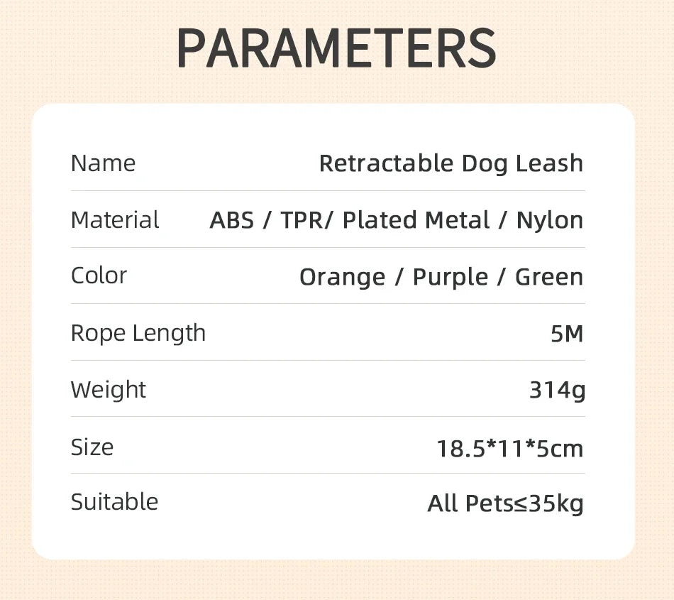 LED Dog Leash 🌈 Retractable & Rechargeable Light-Up Lead (3M/5M)