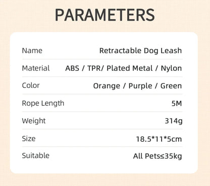 LED Dog Leash 🌈 Retractable & Rechargeable Light-Up Lead (3M/5M)