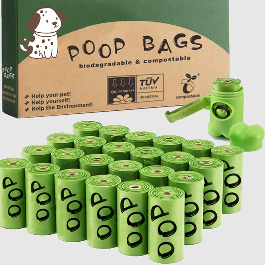 Compostable biodegradable dog poop bags eco-friendly leakproof plant-based waste disposal rolls
