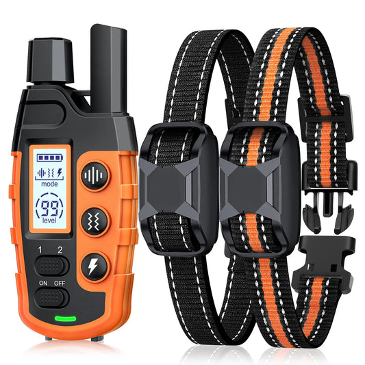 Dog training collar with remote, waterproof, orange color, fits 5-120lbs dogs