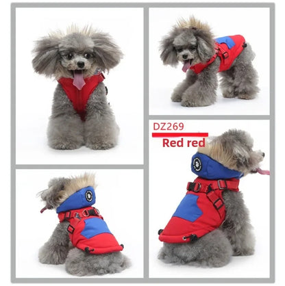 🧥 Winter Dog Jacket 🌟 Reflective Harness Coat with Zipper for Small Pets