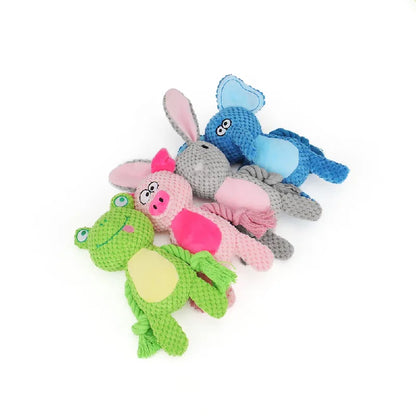 Cartoon Animal Plush Dog Toy 🐾 Squeaky Rope Chew Toy for Small Dogs & Puppies