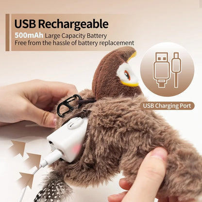 Flapping Bird Cat Toy with Real Sounds & Catnip Fun