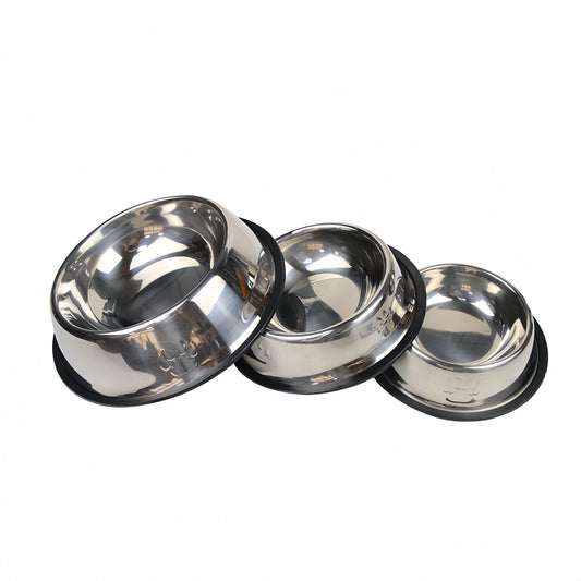 Stainless steel pet feeding bowl durable dog and cat food and water dish with non-slip base
