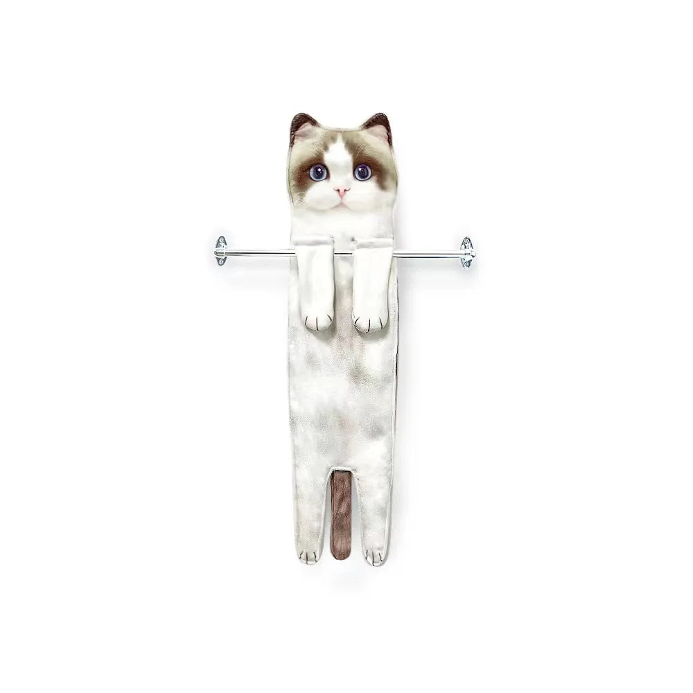 Cute Cat Hand Towel 🐾 Soft & Absorbent for Kitchen or Bath 🛁