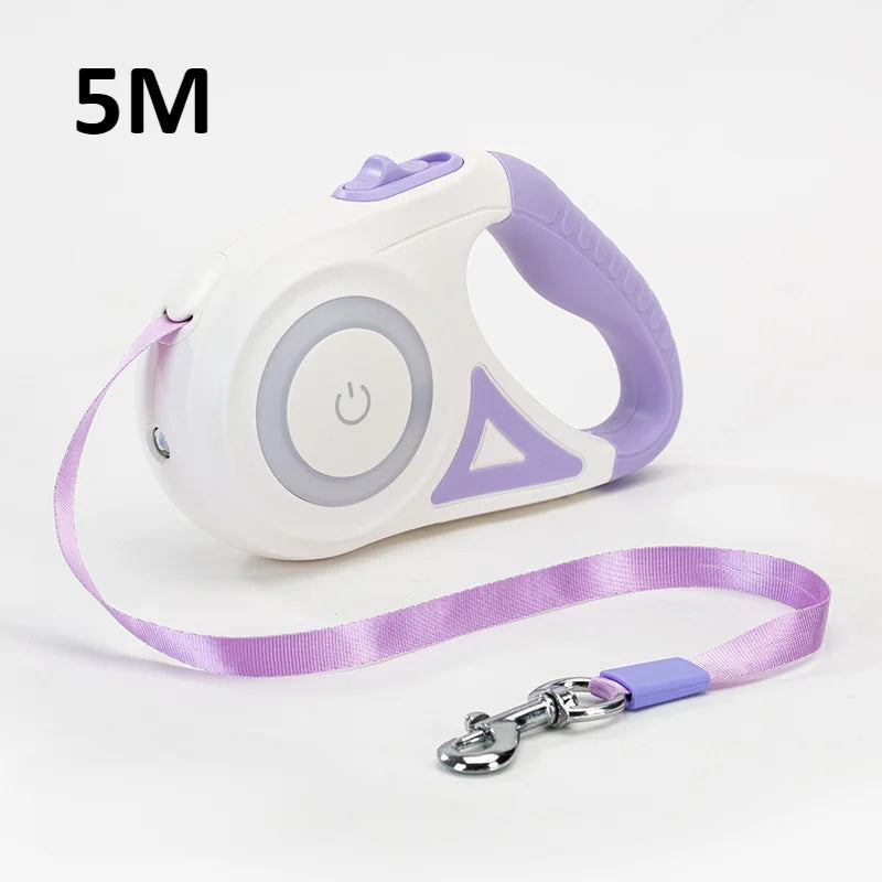 LED Dog Leash 🌈 Retractable & Rechargeable Light-Up Lead (3M/5M)