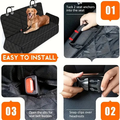 🚗 Dog Car Seat Cover 🐶 Waterproof & Hammock Travel Mat for Small to Large Dogs