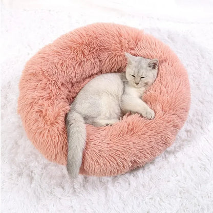 🛏️ Plush Donut Pet Bed 🐶🐱 Ultra-Soft & Washable Calming Bed for Cats and Dogs